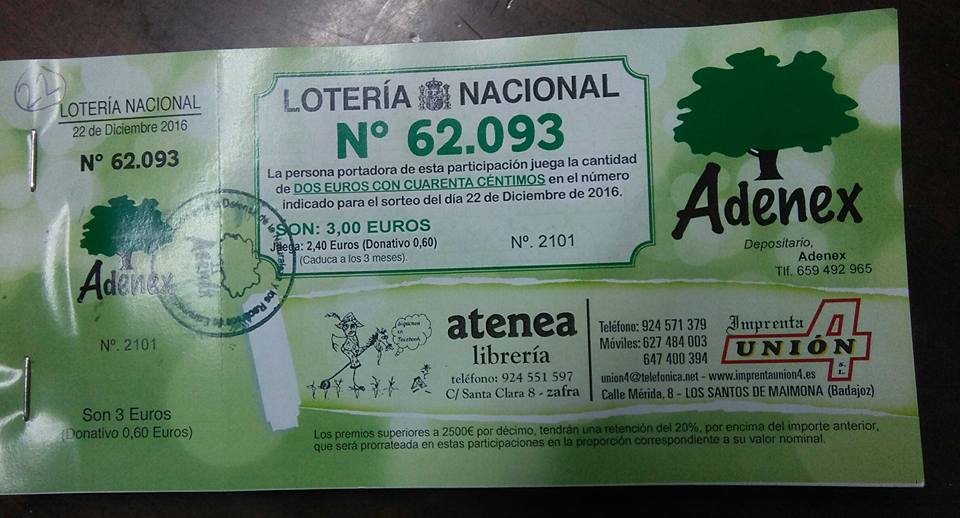 adenex loteria navida 2016